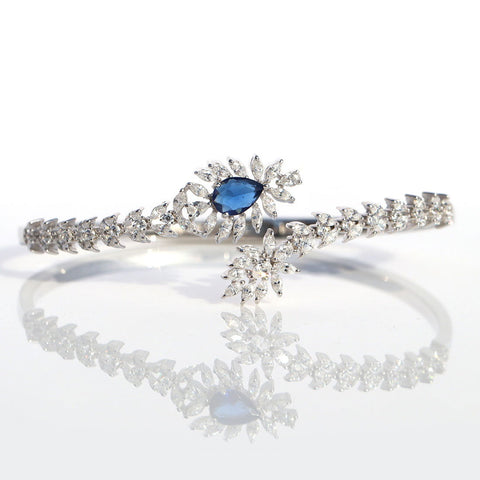 Captivating Leaf Saphire Kada Bracelet. - KORE JEWELS 