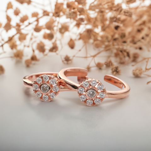 Charming Rose Cut Rose Gold Toe Ring - KORE JEWELS 