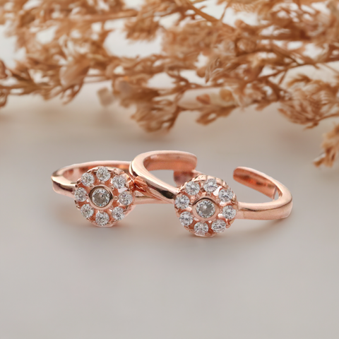 Charming Rose Cut Rose Gold Toe Ring - KORE JEWELS 