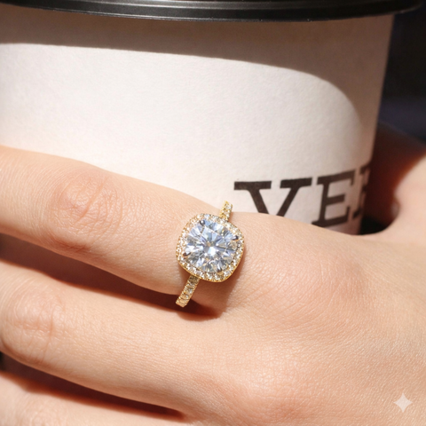Alluring Squircle Solitaire Gold Ring.