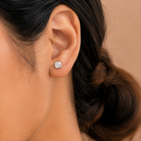 Square Solitaire Earrings
