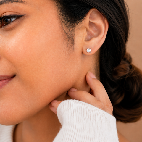 Square Solitaire Earrings