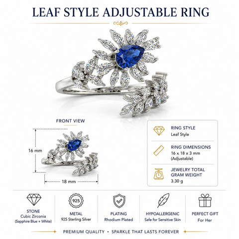 Charming Leaf Sapphire Ring.