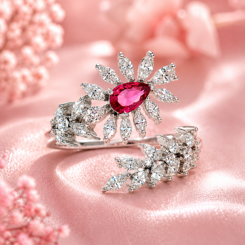Ravishing Leaf Ruby Ring.