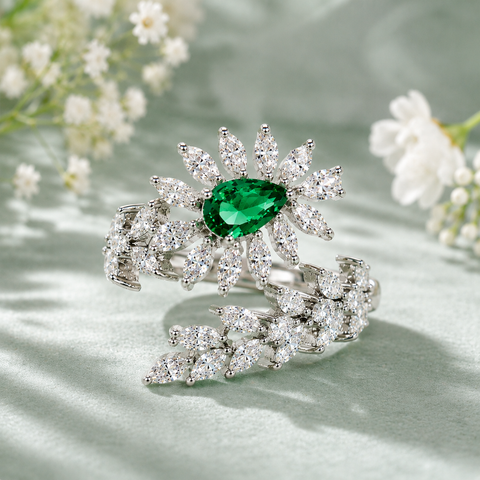 Alluring Leaf Emerald Ring.