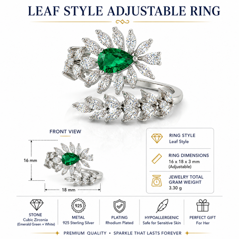 Alluring Leaf Emerald Ring.