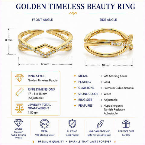 Golden Timeless Beauty CZ Ring.
