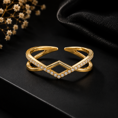 Golden Timeless Beauty CZ Ring.