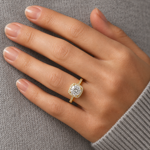Alluring Squircle Solitaire Gold Ring.