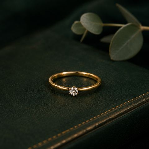Radiant Tiny Solitaire Ring.