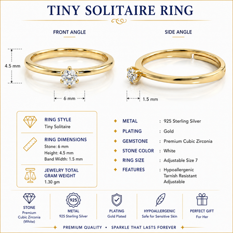 Radiant Tiny Solitaire Ring.