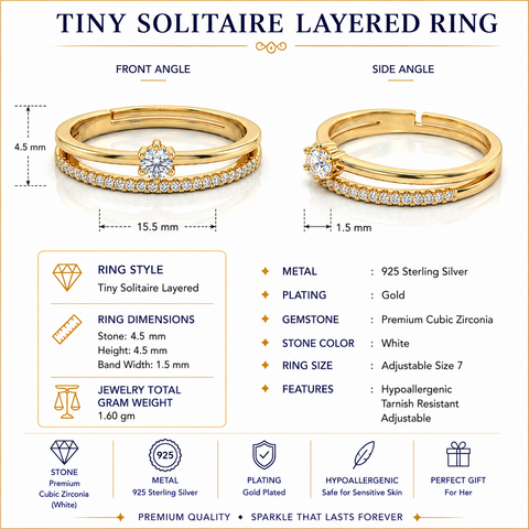 Luring Tiny Solitaire Layered Ring.