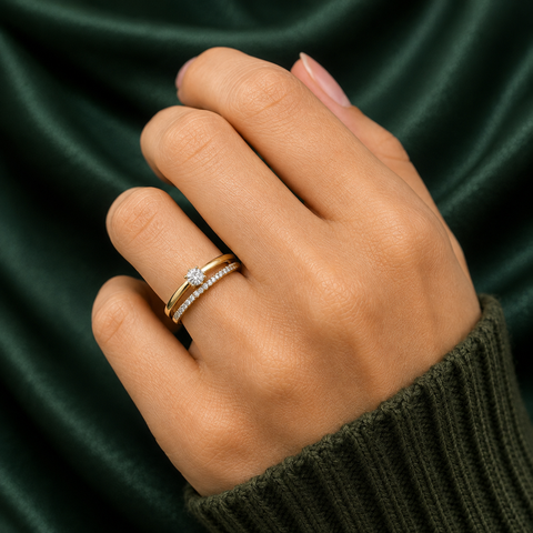 Luring Tiny Solitaire Layered Ring.