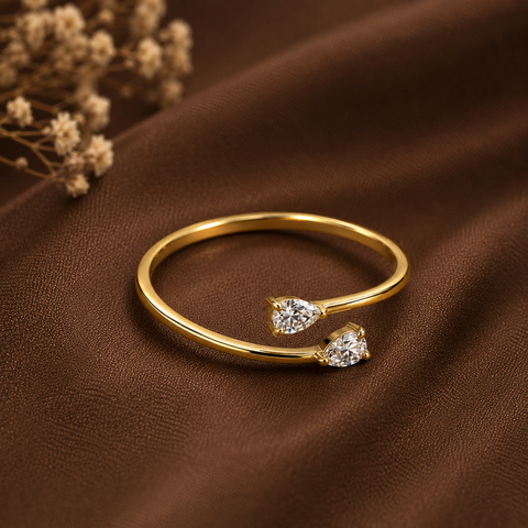 Charming Dual Waterdrop Ring.