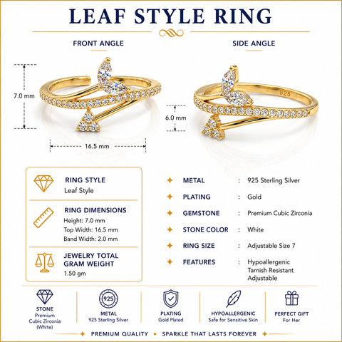 Tantalizing Leafy Love CZ Ring.