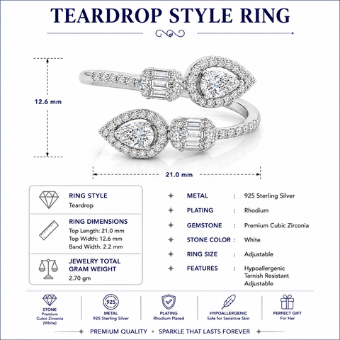 Exquisite Teardrop Zirconia Ring.