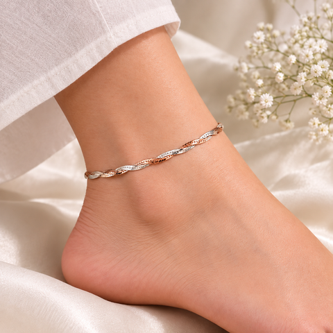 Dual Tone Braided Fish Scale Anklet.