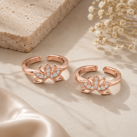 Ravishing Lotus Rose Gold Toe Ring