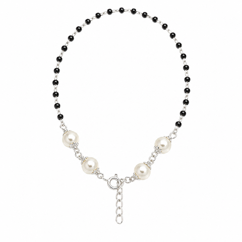 Pearl and Black Beads Bracelet