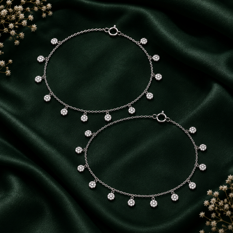 Flowery Drop CZ Anklet