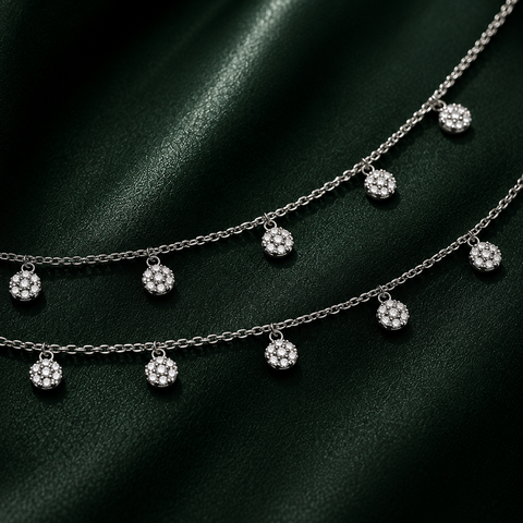 Flowery Drop CZ Anklet