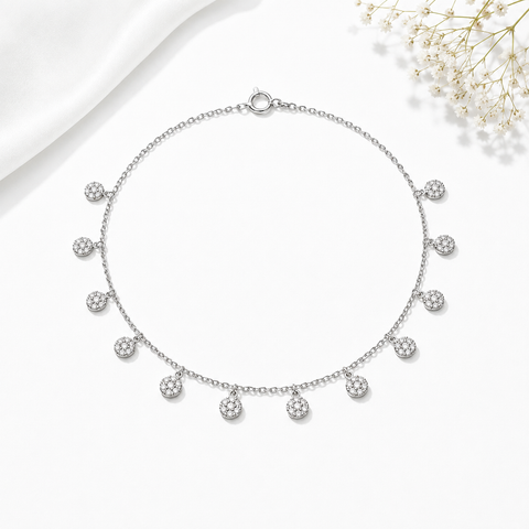 Flowery Drop CZ Anklet