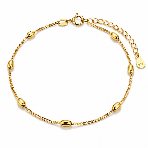Beaded Chain Gold Anklet.