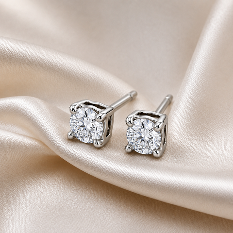 Square Solitaire Earrings