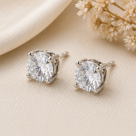 Round Solitaire Earrings