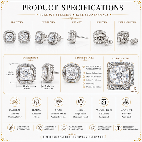Single Halo Squircle Earings