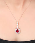 Concentric Waterdrop Rosegold Earrings & Necklace Set. - KORE JEWELS 