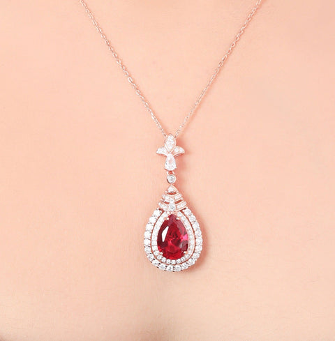 Concentric Waterdrop Rosegold Necklace - KORE JEWELS 