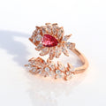 Dazzling Leaf Ruby Rosegold Ring. - KORE JEWELS 
