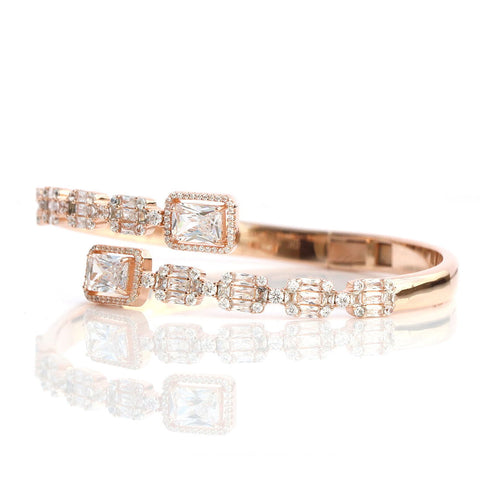 Dual Square Solitaire Rose Gold Kada Bracelet. - KORE JEWELS 