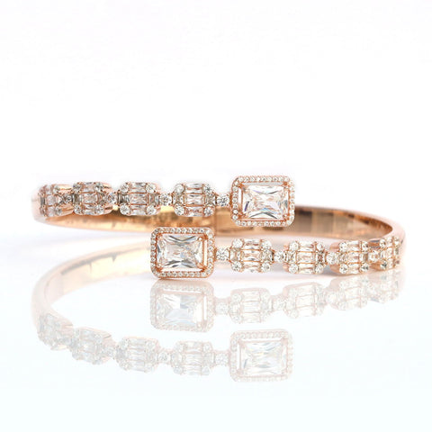 Dual Square Solitaire Rose Gold Kada Bracelet. - KORE JEWELS 