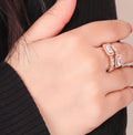 Dual Square Solitaire Rose Gold Ring. - KORE JEWELS 