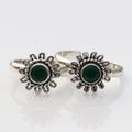 Emerald Green Solitaire Flower Toe Rings - KORE JEWELS 