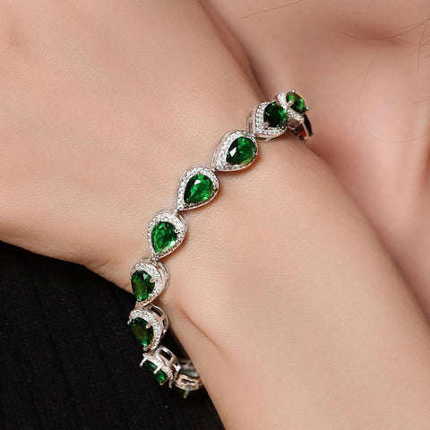 Emerald colored Water-Drop Bracelet. - KORE JEWELS 