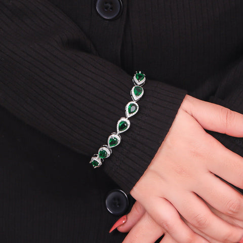 Emerald colored Water-Drop Bracelet. - KORE JEWELS 