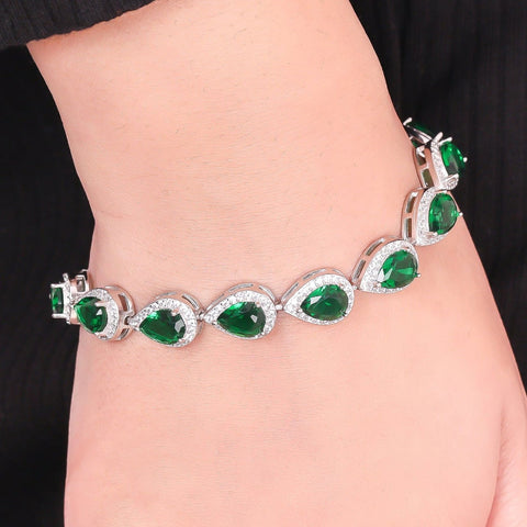 Emerald colored Water-Drop Bracelet. - KORE JEWELS 