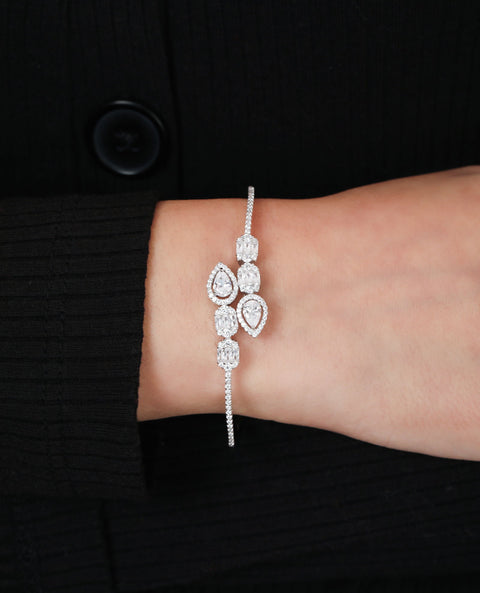 Exquisite Teardrop Zirconia Kada Bracelet. - KORE JEWELS 