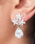 Floral Tear-Drop CZ Earrings - KORE JEWELS 