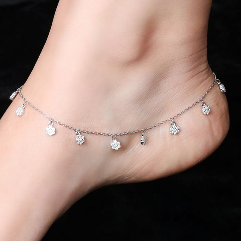 Flowery Drop CZ Anklet - KORE JEWELS 