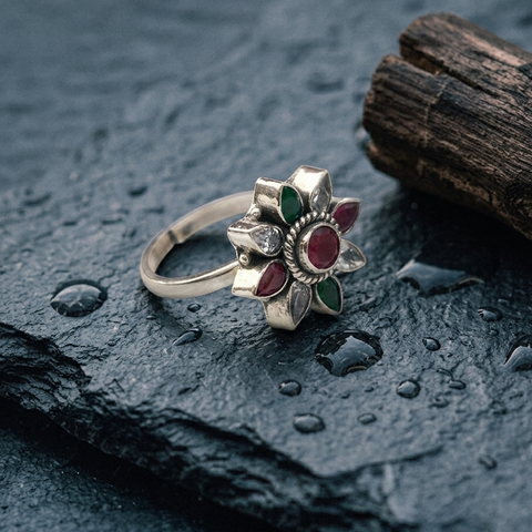 Multi-color Flower Toe Rings.