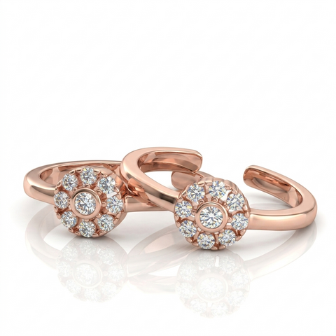 Charming Rose Cut Rose Gold Toe Ring