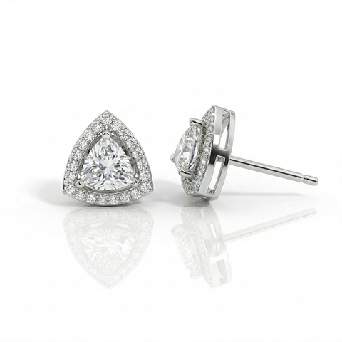 Single Halo Triangle Earings.