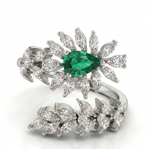 Alluring Leaf Emerald Ring.
