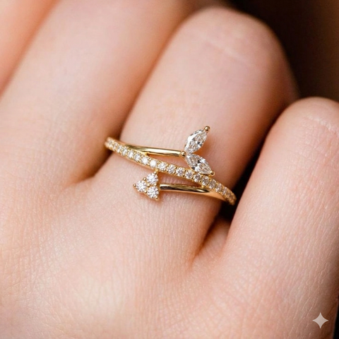 Tantalizing Leafy Love CZ Ring.
