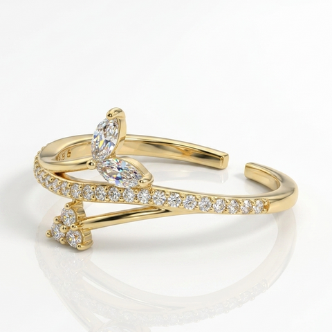 Tantalizing Leafy Love CZ Ring.
