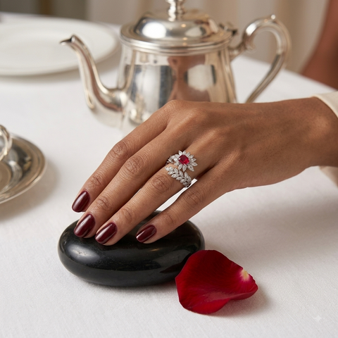 Ravishing Leaf Ruby Ring.